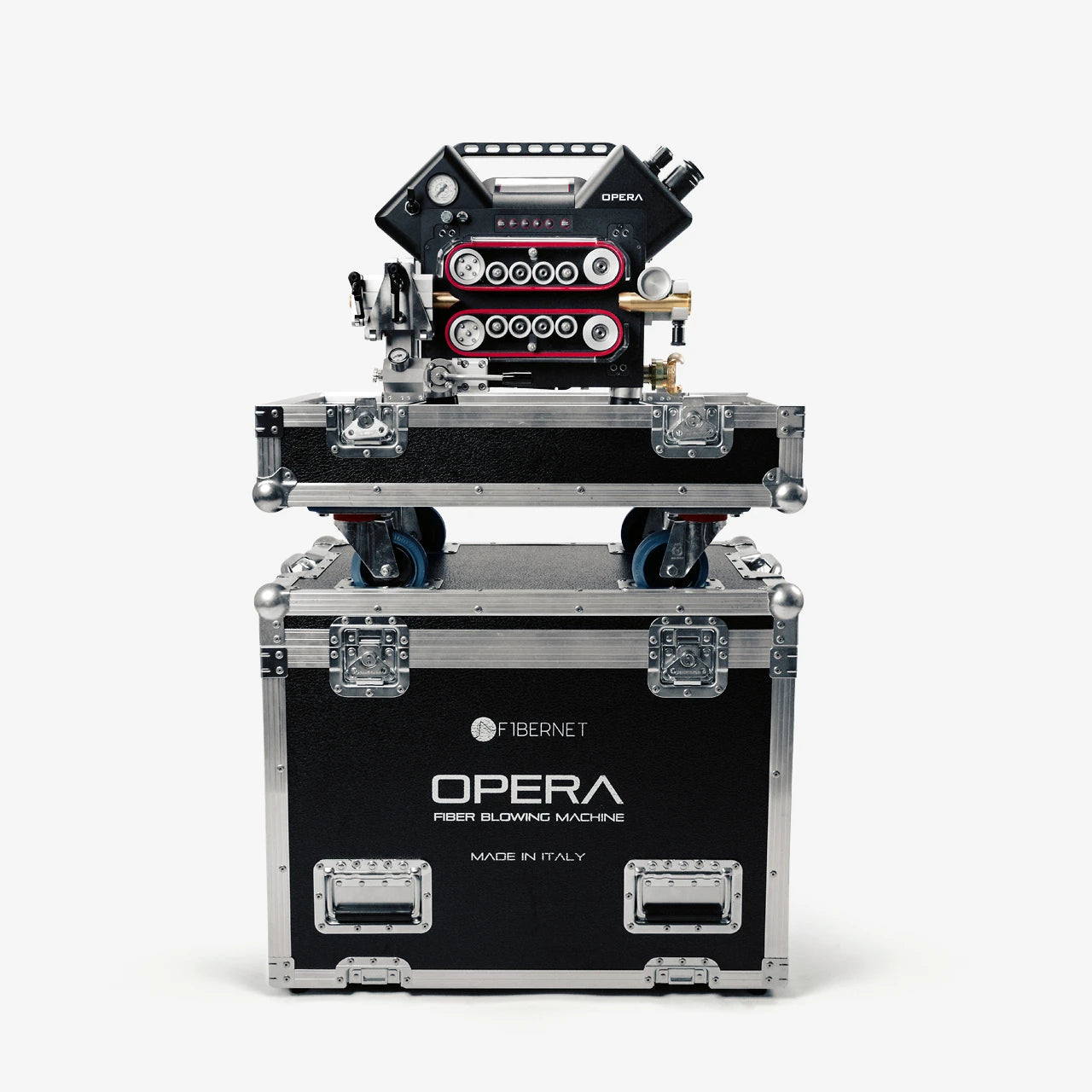 Fibernet Einblasgerät OPERA mit Pneumatikmotor 900 N: Transportkoffer als Werkbank