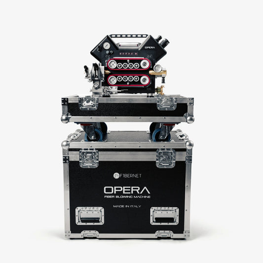 Fibernet Einblasgerät OPERA mit Pneumatikmotor 900 N: Transportkoffer als Werkbank