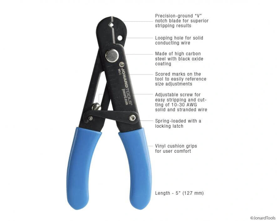 Jonard verstellbare Abisolierzange AWG 10–30 WS-5: Übersicht Features