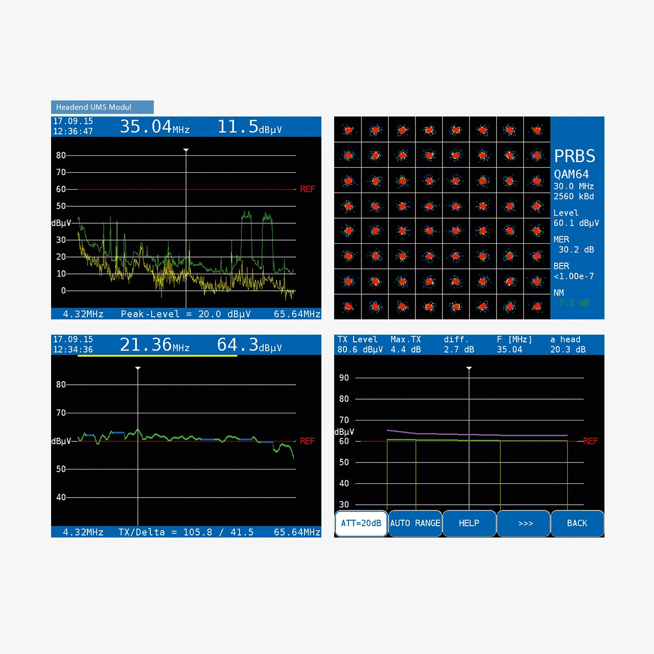 Option Headend UMS Modul für AMA 310: verschiedene Geräteanzeigen