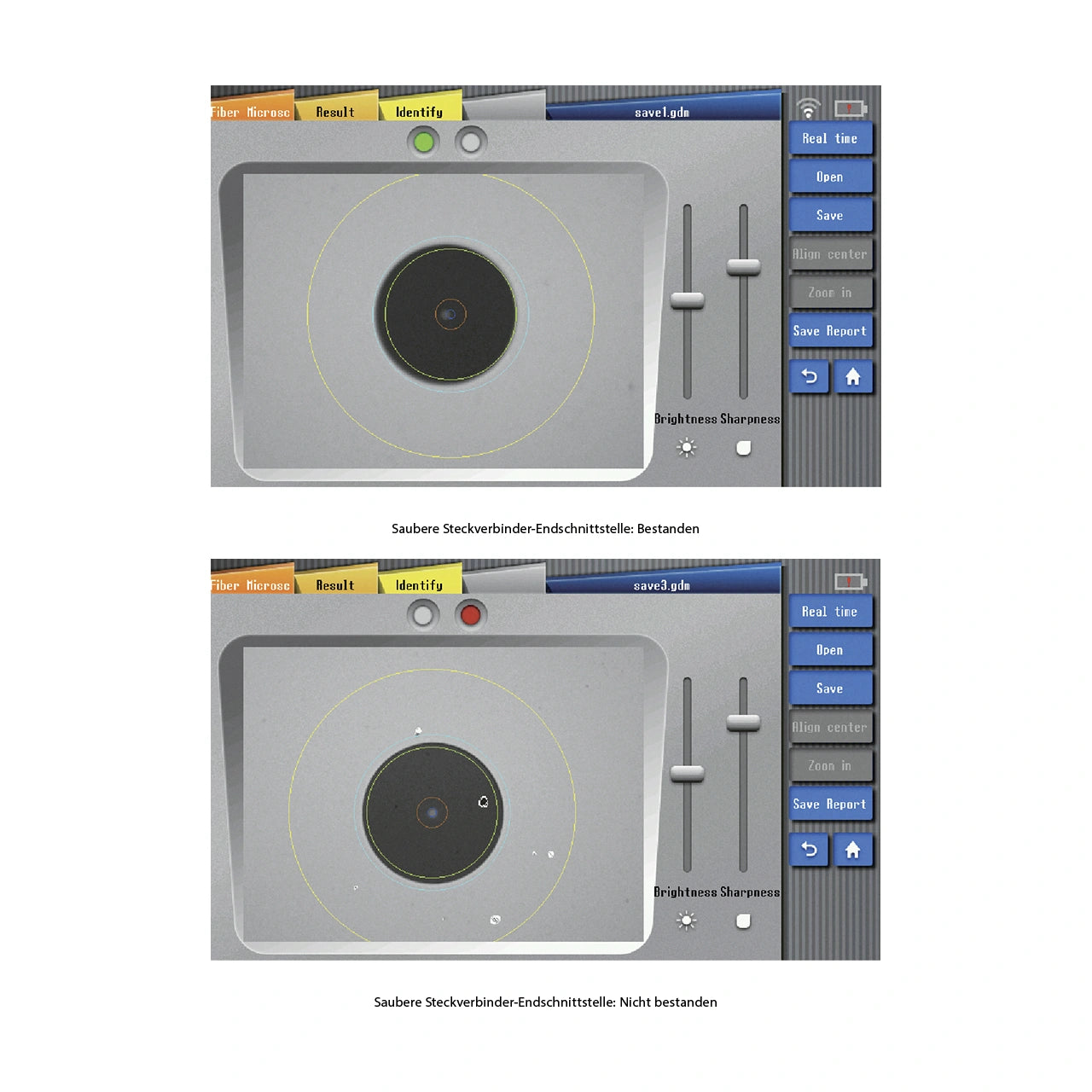 V20 Fasermikroskop: Steckverbinder-Endschnittstelle