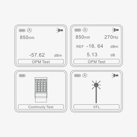 INNO Instrument V30X 4-in-1-Glasfasertester: Bildschirmansichten